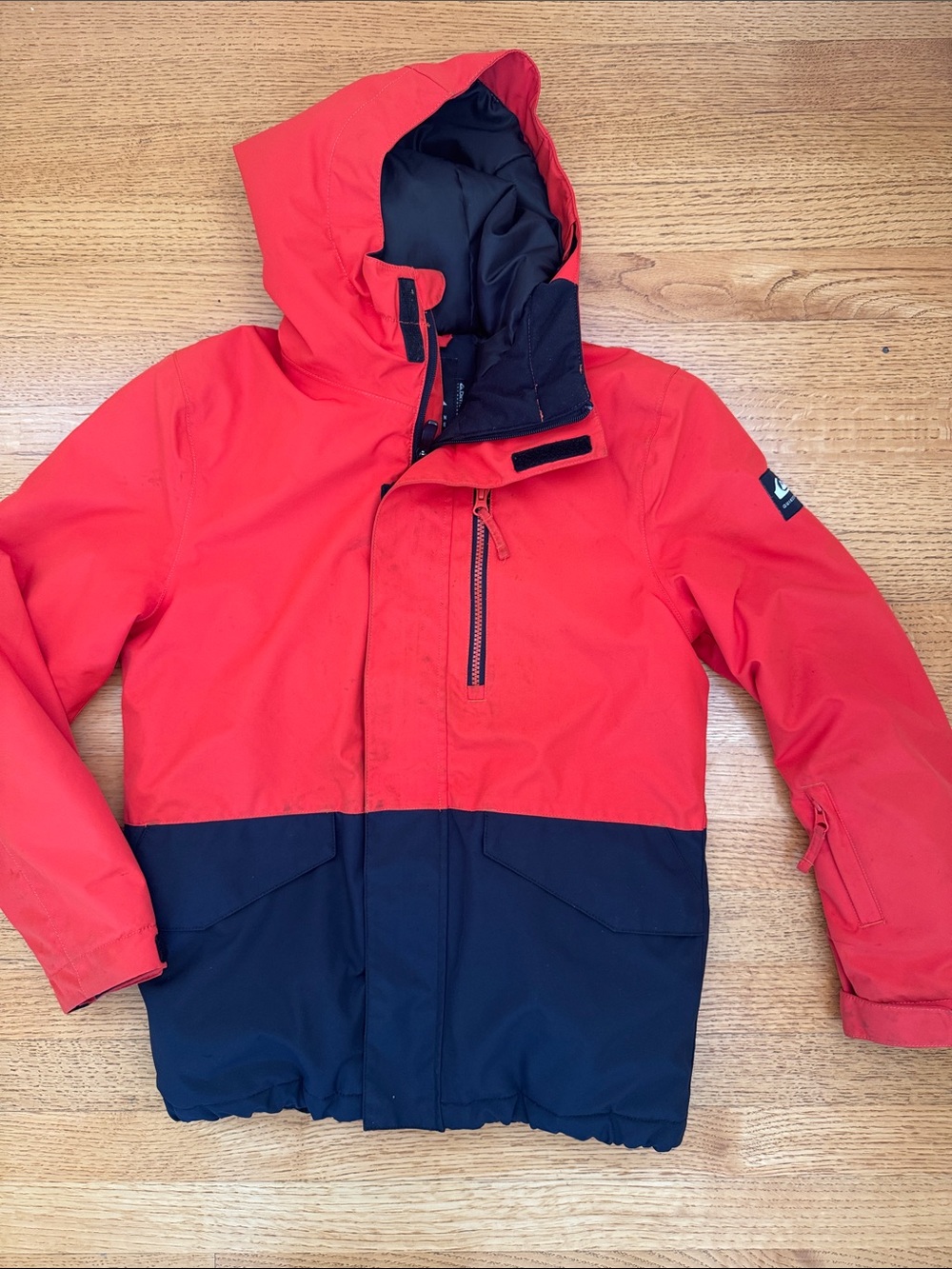 Quiksilver Mission Snowboard Jacket Two Toned Red Orange/Navy 12 (L)